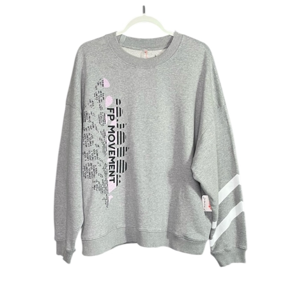 Free People FP Movement All Star Buti Logo Pullover Sweatshirt Oversized NWT - Picture 2 of 16